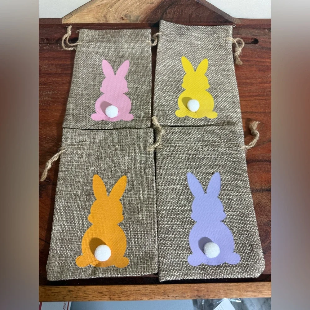 Colorful Bunny Burlap Party Favor Bags